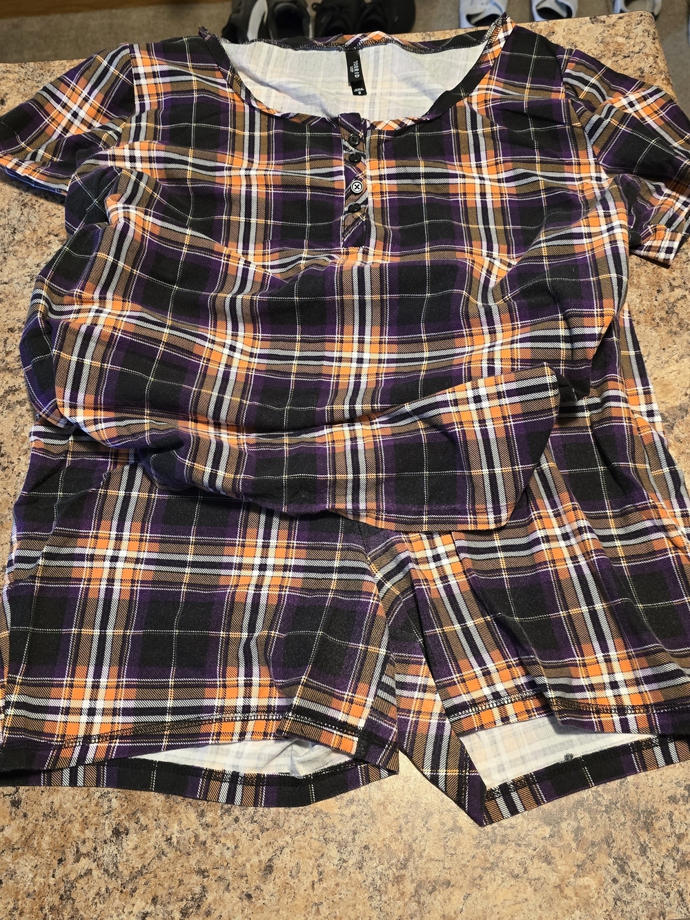 torrid Purple, Orange and Black Plaid Short Pajama Set
